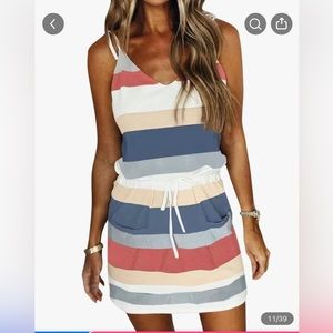 NWOT Temu striped drawstring dress size XL
